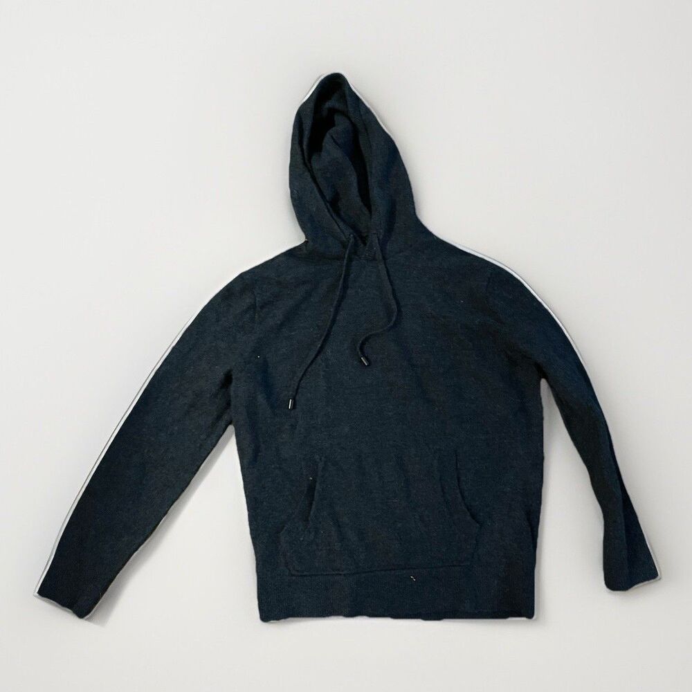 The Commons Sweater Hoodie Womens Large Gray Merino Wool Knit Pullover